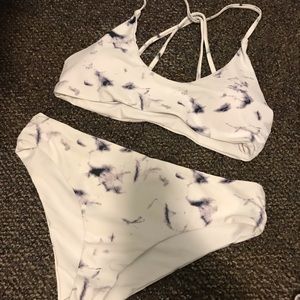White Tie Dye Bikini Swimsuit Set, Size Small